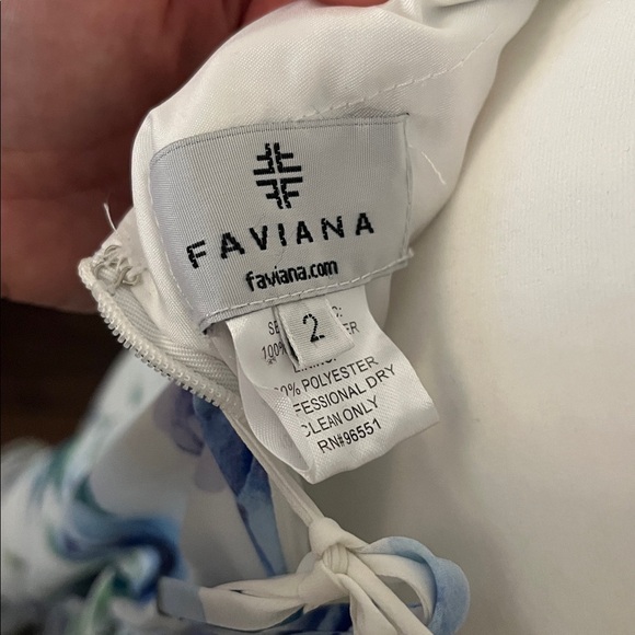 Faviana White and Blue Floral Dress - Picture 2 of 5